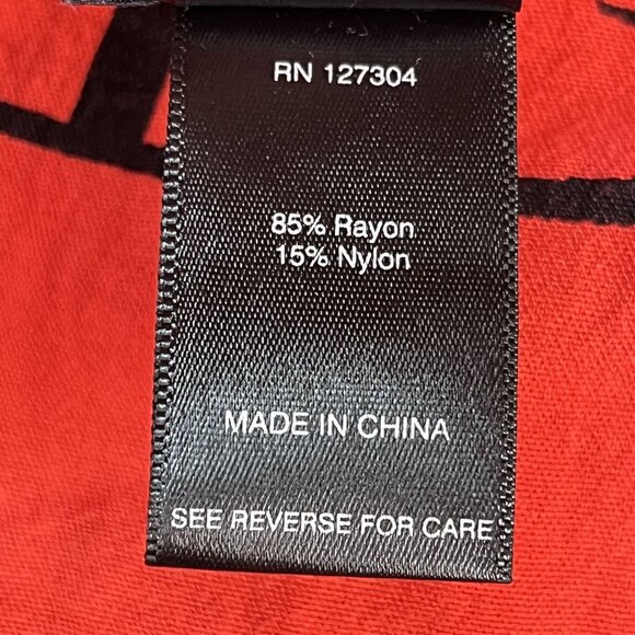 Ali Miles Artsy Long Sleeve Red & Black Button Down Bell Sleeve Top Sz Medium - Picture 4 of 7